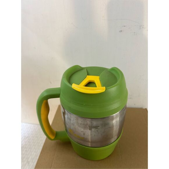 Bubba keg travel 52 oz mug green yellow bottle opener stainless trim (some scuff - Picture 2 of 5